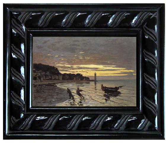 framed  Claude Monet Towing of a Boat at Honfleur, Ta090